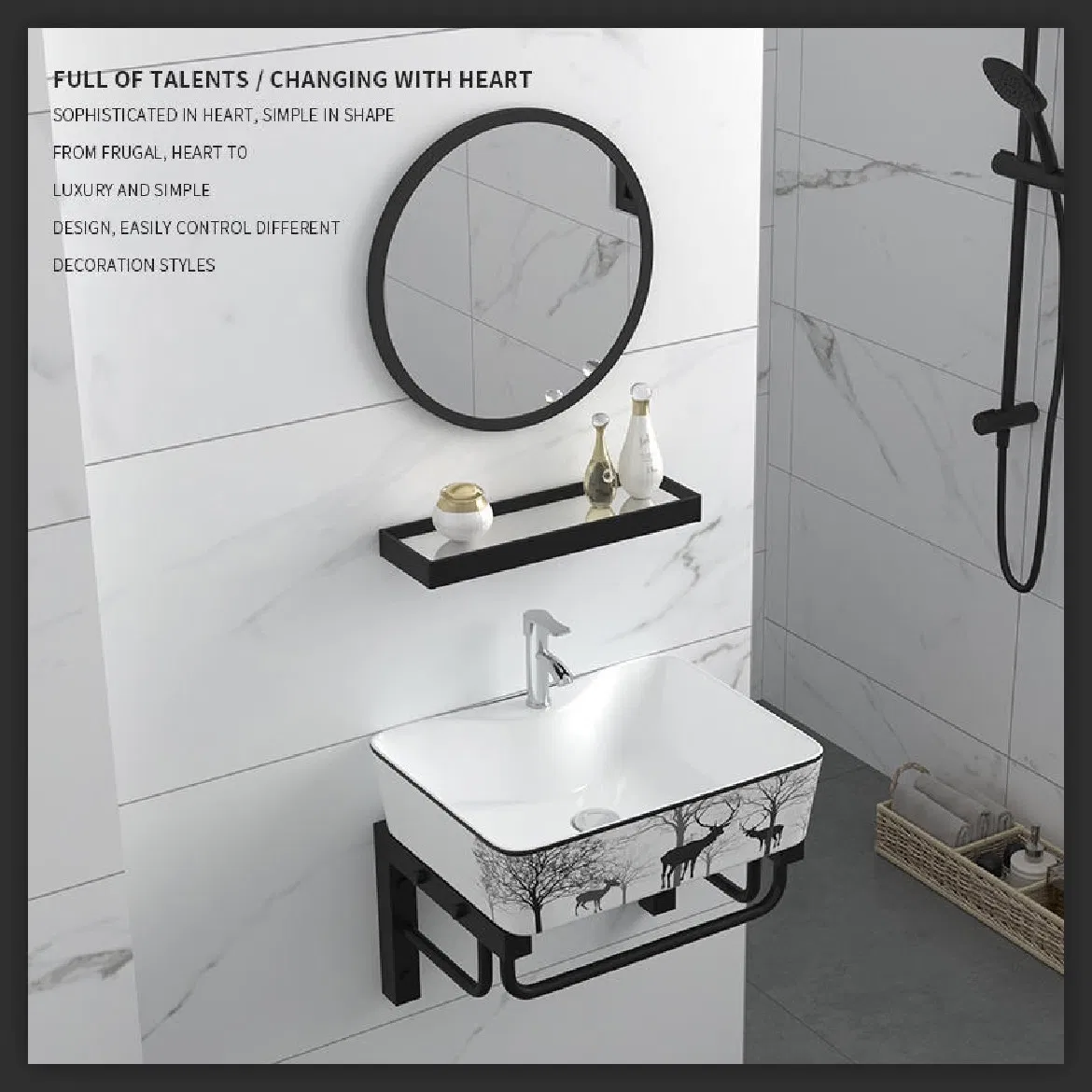 Modern All Aluminum Wall-Mounted Bathroom Vanity with Mirror