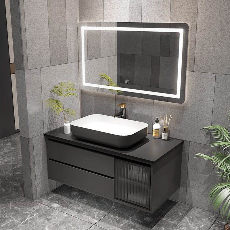White Marble Top and Oak Wood Double Sink Floating Bathroom Vanity Furniture with Wall-Mounted Faucets Bathroom Cabinet Natural Stone Surface LED Mirror