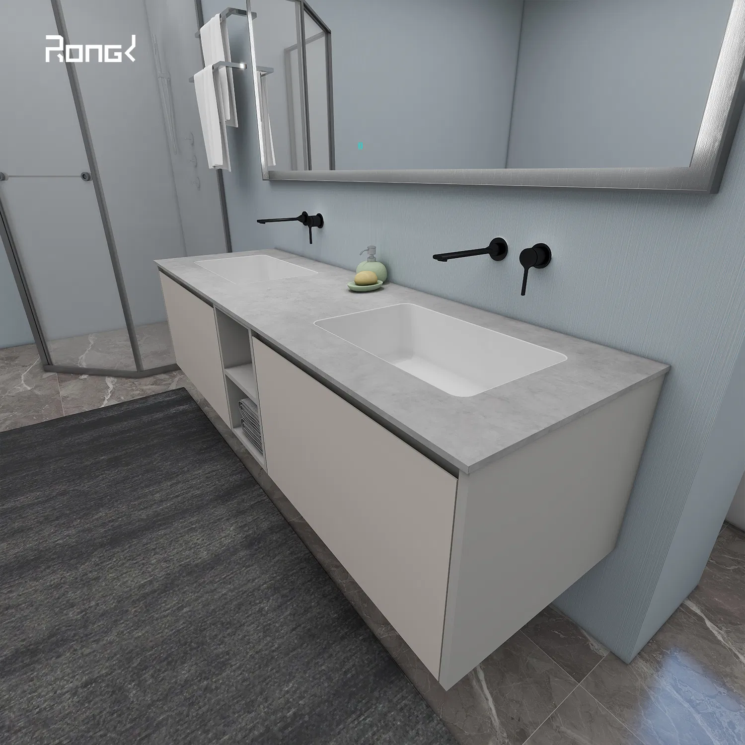 Double Sinks Lacquer Vanity Color Customized