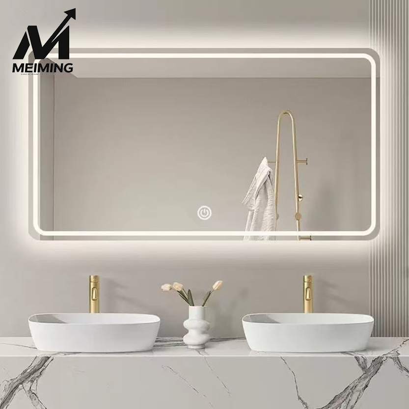 Rectangular Anti-Fog Glass Modelling Mirror Hotel Smart LED Bathroom Mirror.