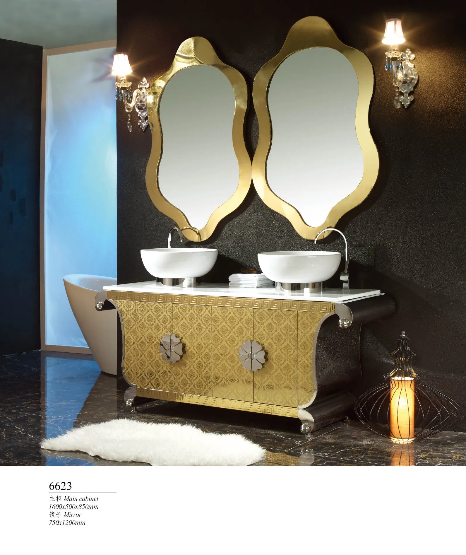 Double Sink Wall Floor Stainless Steel Metal Storage Bathroom Cabinet Furniture Vanity