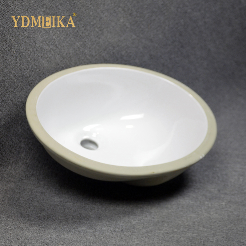 Modern Minimalist 18 Inch Ceramic Embedded Undermount Basin Oval Bathroom Balcony Sink