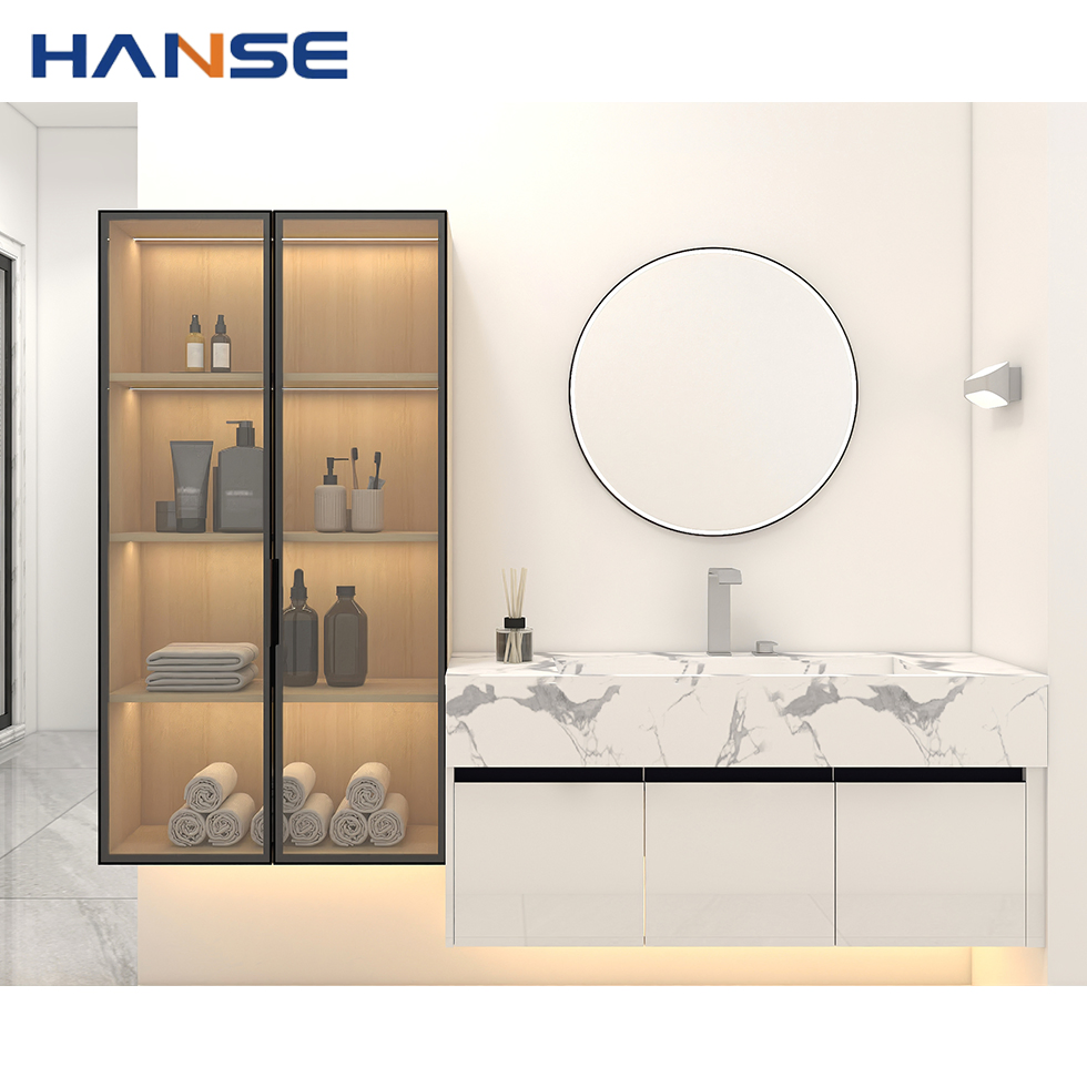 Wholesale Double Single Modern Wooden Wall Mounted Modern Bathroom Cabinet Vanity with Mirror Sink