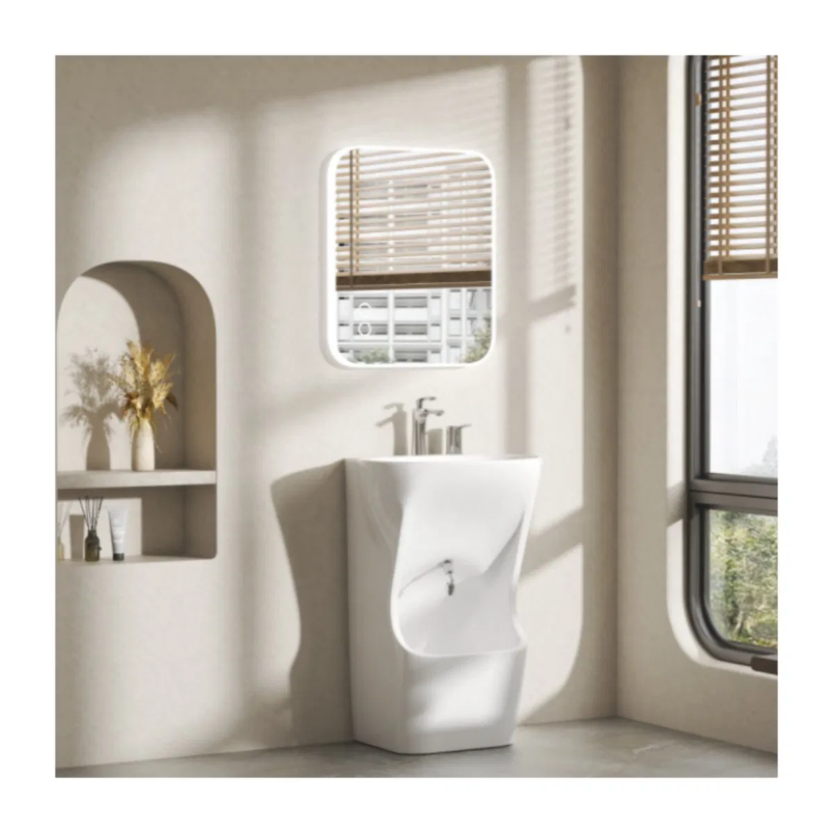 Middle East Style Footbasin Muslim Wudumate Bathroom Ceramics Sink Hand and Foot Wash Pedestal Sink