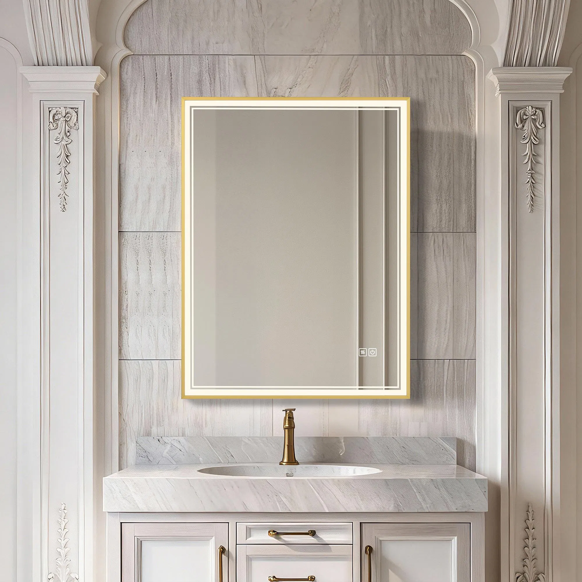 75X90 Energy-Saving LED Soft Light Rectangular LED Wall Mirror for Bathroom