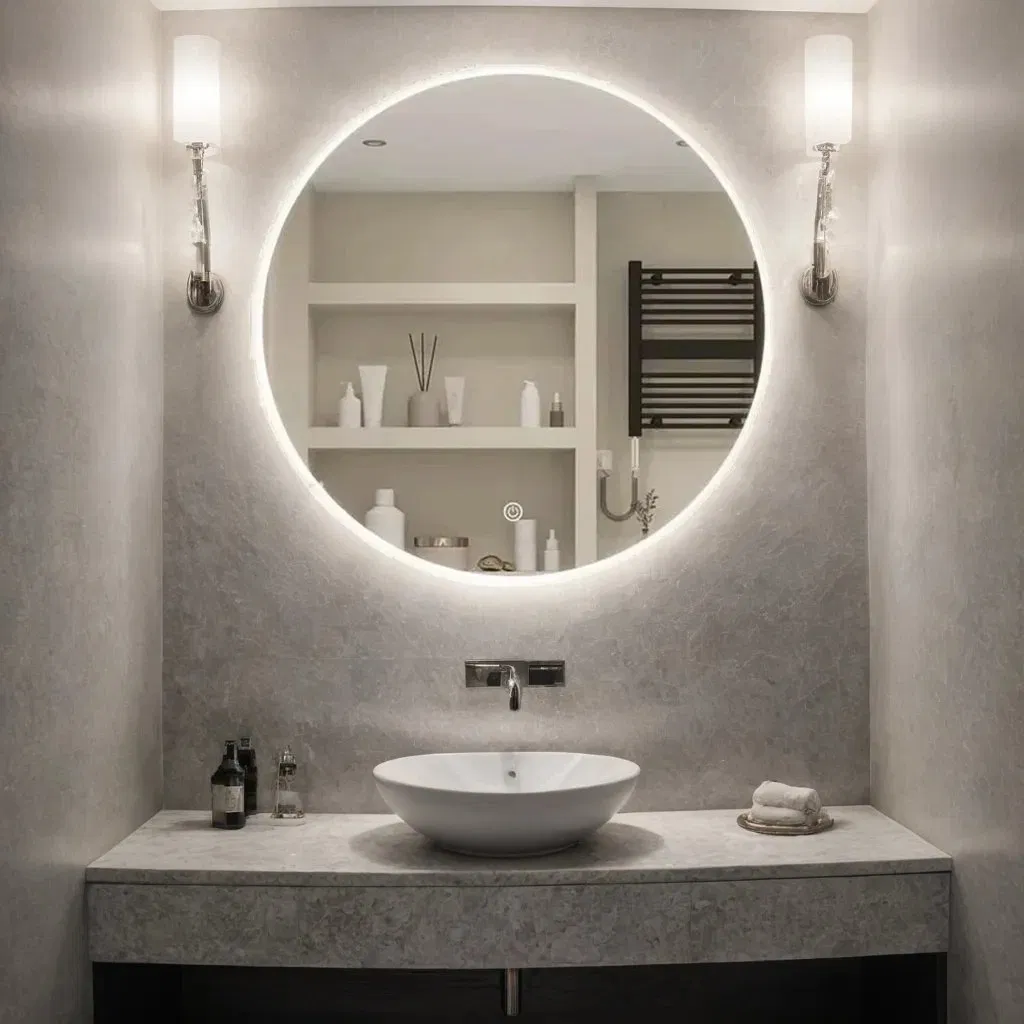 Smart Home Decor Bathroom Vanity Wall Mounted Makeup LED Mirror with LED Strip