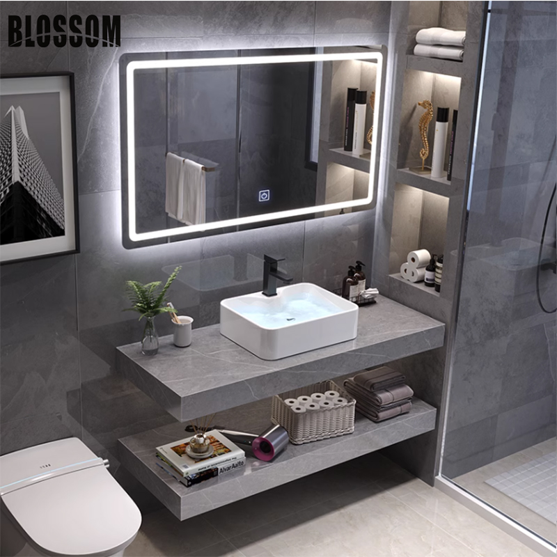 Furniture Factory One-Stop Engineering Service Bathroom Hotel Sintered Stone Pedestal Sink Bathroom