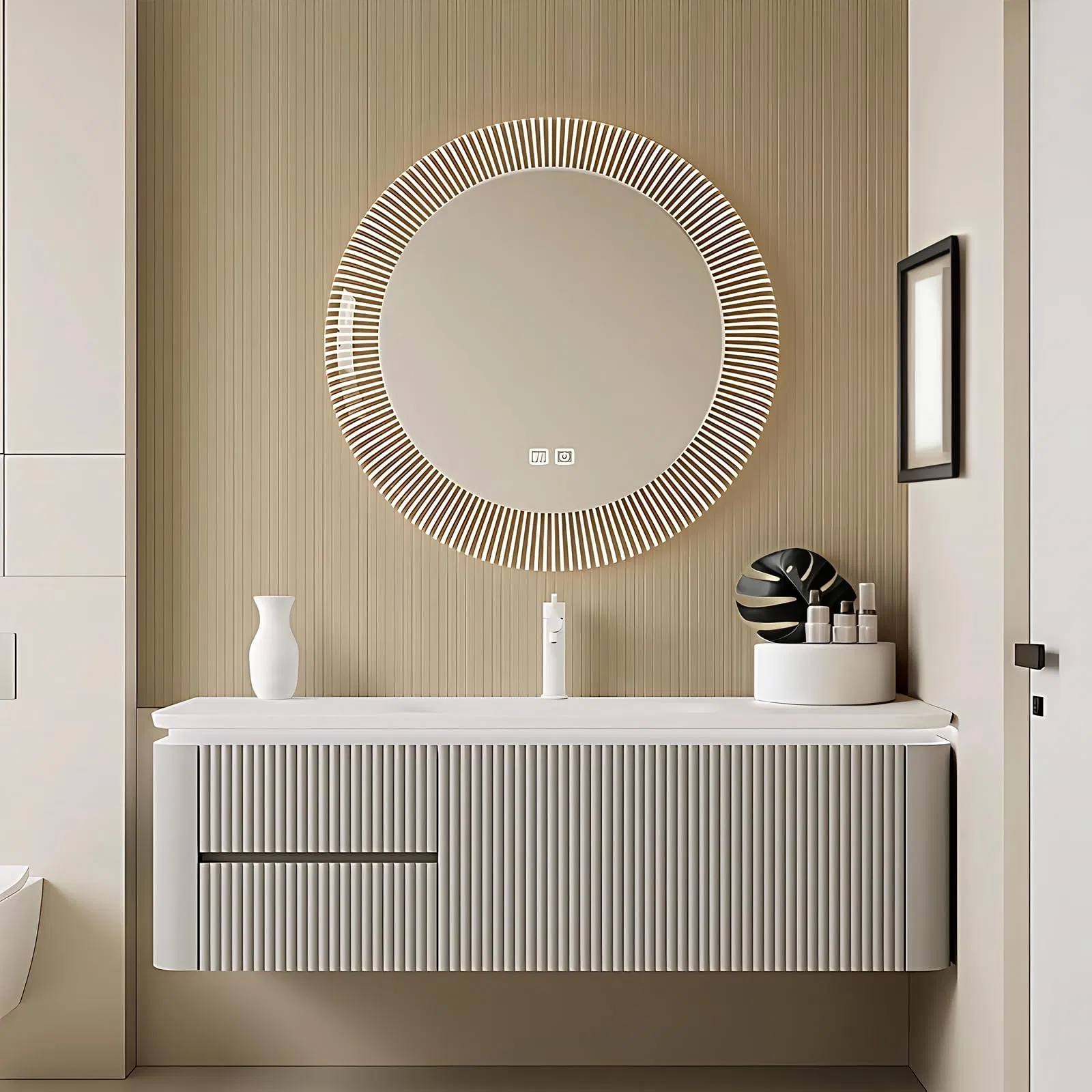 Luxury Hotel Wall Mounted Drawer Storage Bathroom Vanity with Double Sink