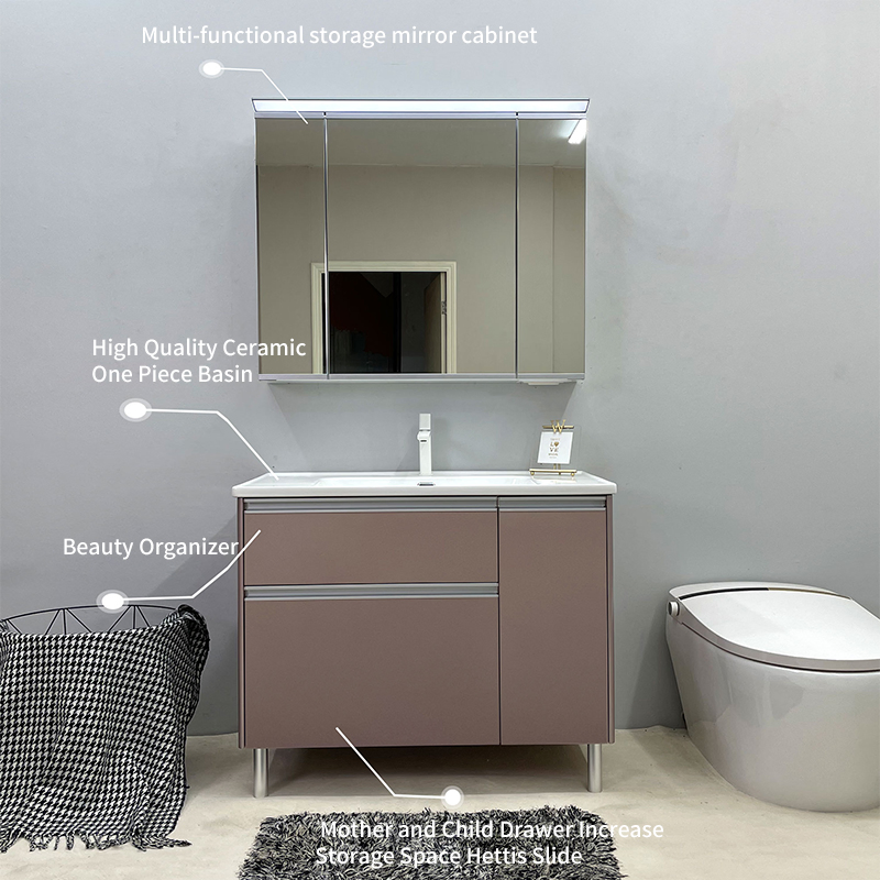 Customized Freestanding Bathroom Vanity with Mirror for Hotels and Villas
