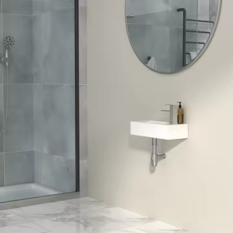 15 Inch Small Bathroom Sink Wall Mounted Rectangle Ceramic Wash Basin Sink