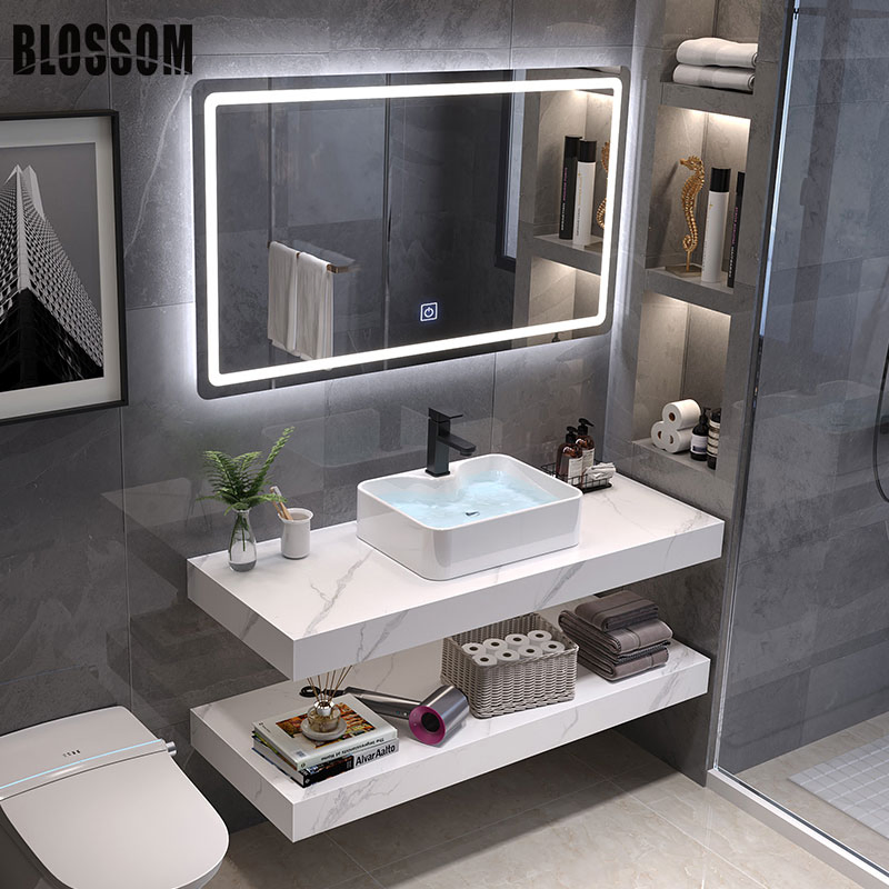 Furniture Factory One-Stop Engineering Service Bathroom Hotel Sintered Stone Pedestal Sink Bathroom