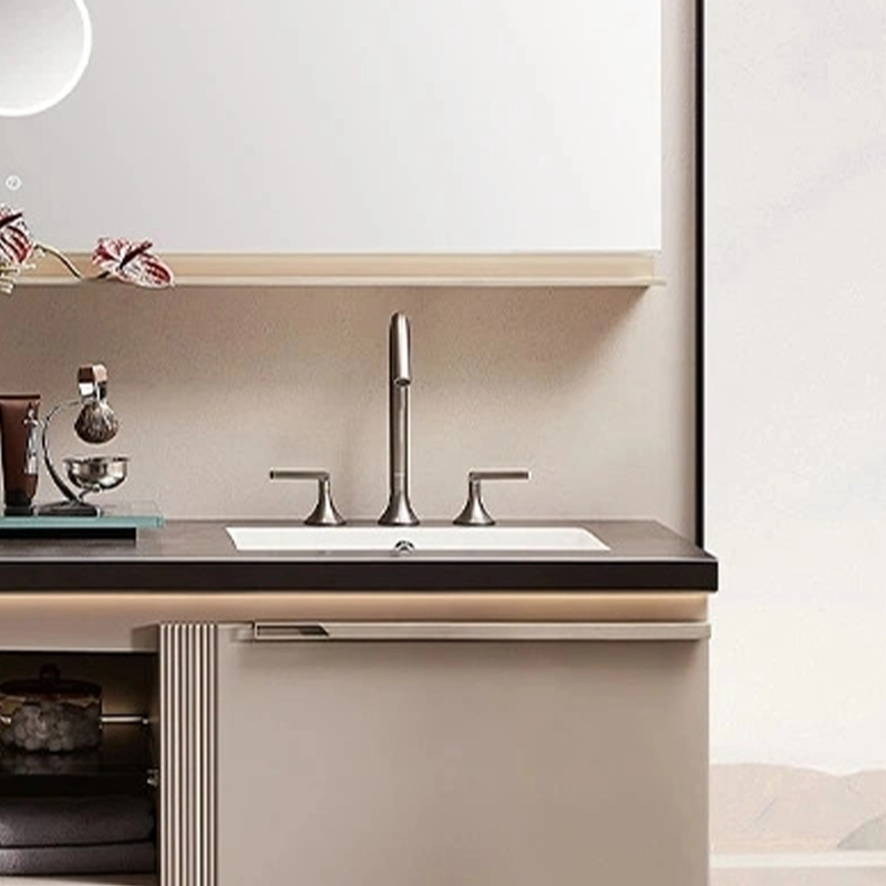 Contemporary Light Grey Double Sink Bathroom Vanity for Modern Homes