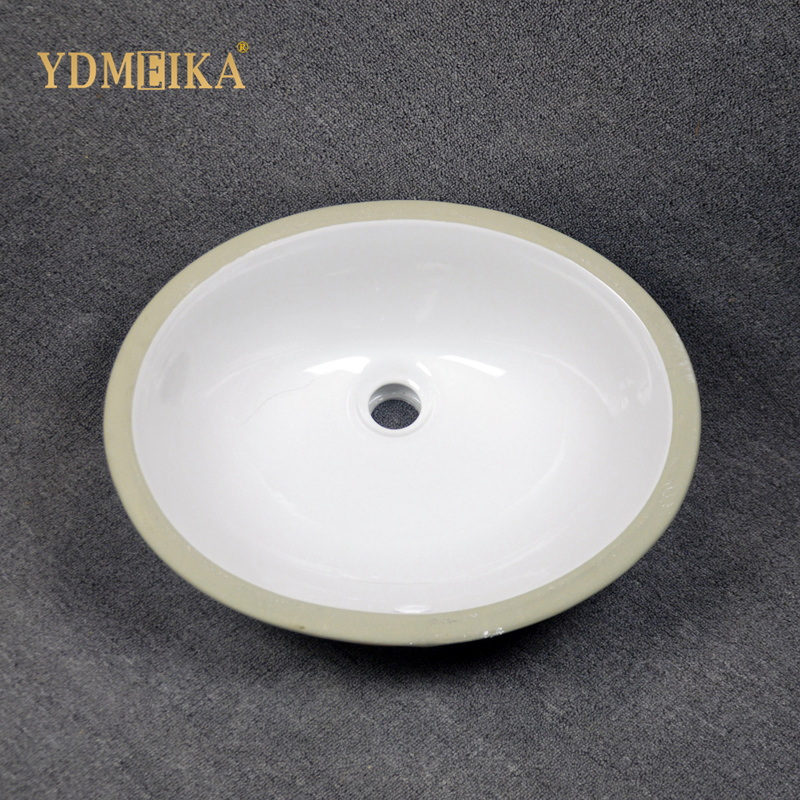 Modern Minimalist 18 Inch Ceramic Embedded Undermount Basin Oval Bathroom Balcony Sink
