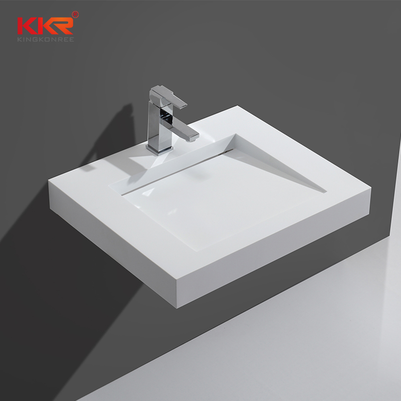 Simple Acrylic Solid Surface Wall Mounted Slope Style Bathroom Wash Sink