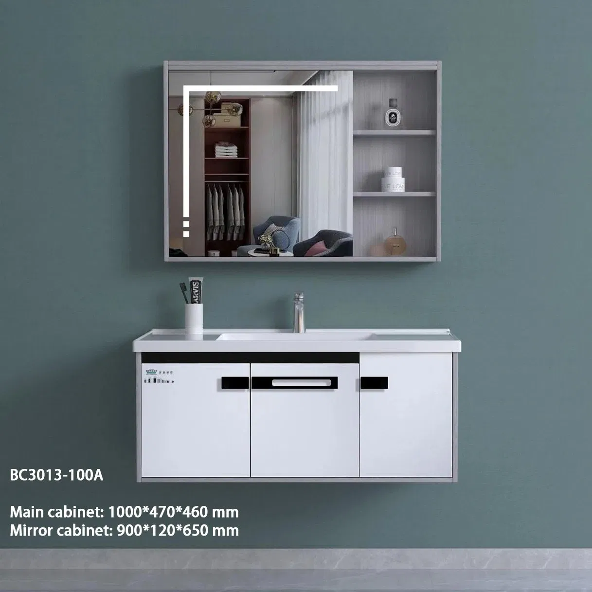 Luxury 80cm Freestanding Bathroom Vanity with LED Mirror