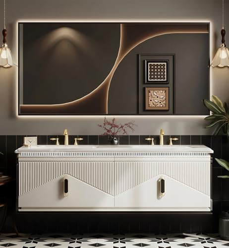 Luxury Hotel Wall Mounted Drawer Storage Bathroom Vanity with Double Sink