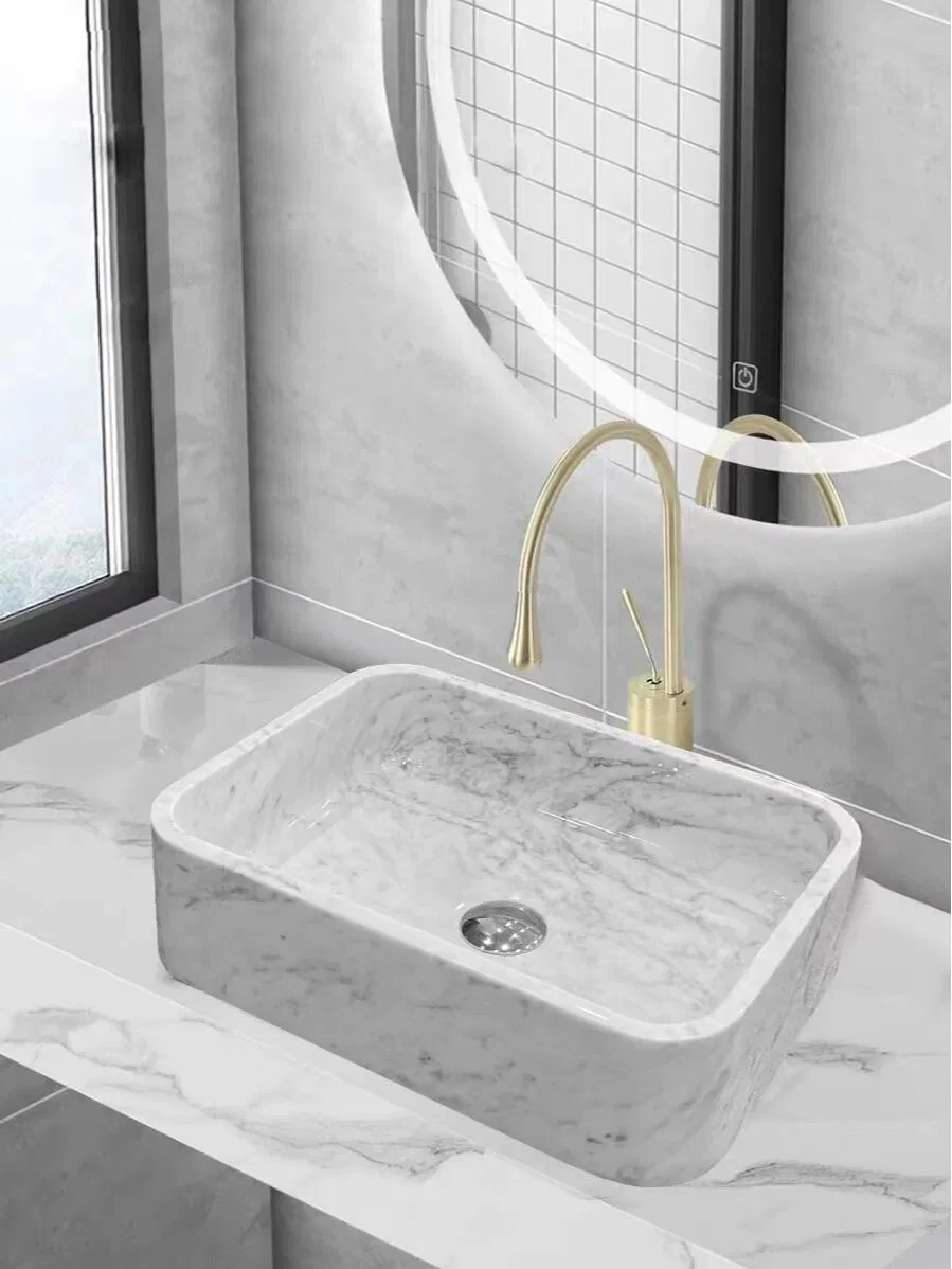 Natural Marble Pedestal Basin Washing Sink for Bathroom Marble Basin Sink