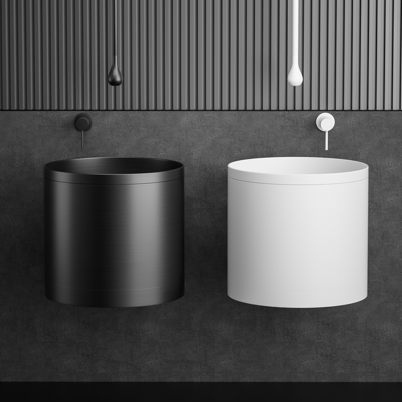 Vanity Basin Light Luxury Stainless Steel Wash Basin Sink Wall-Mounted Gold Bathroom Wash Basin Sink