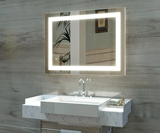 Smart Bathroom Frameless Lighted Mirrors Backlit Wall LED Mirror with Dimmer Anti-Fog