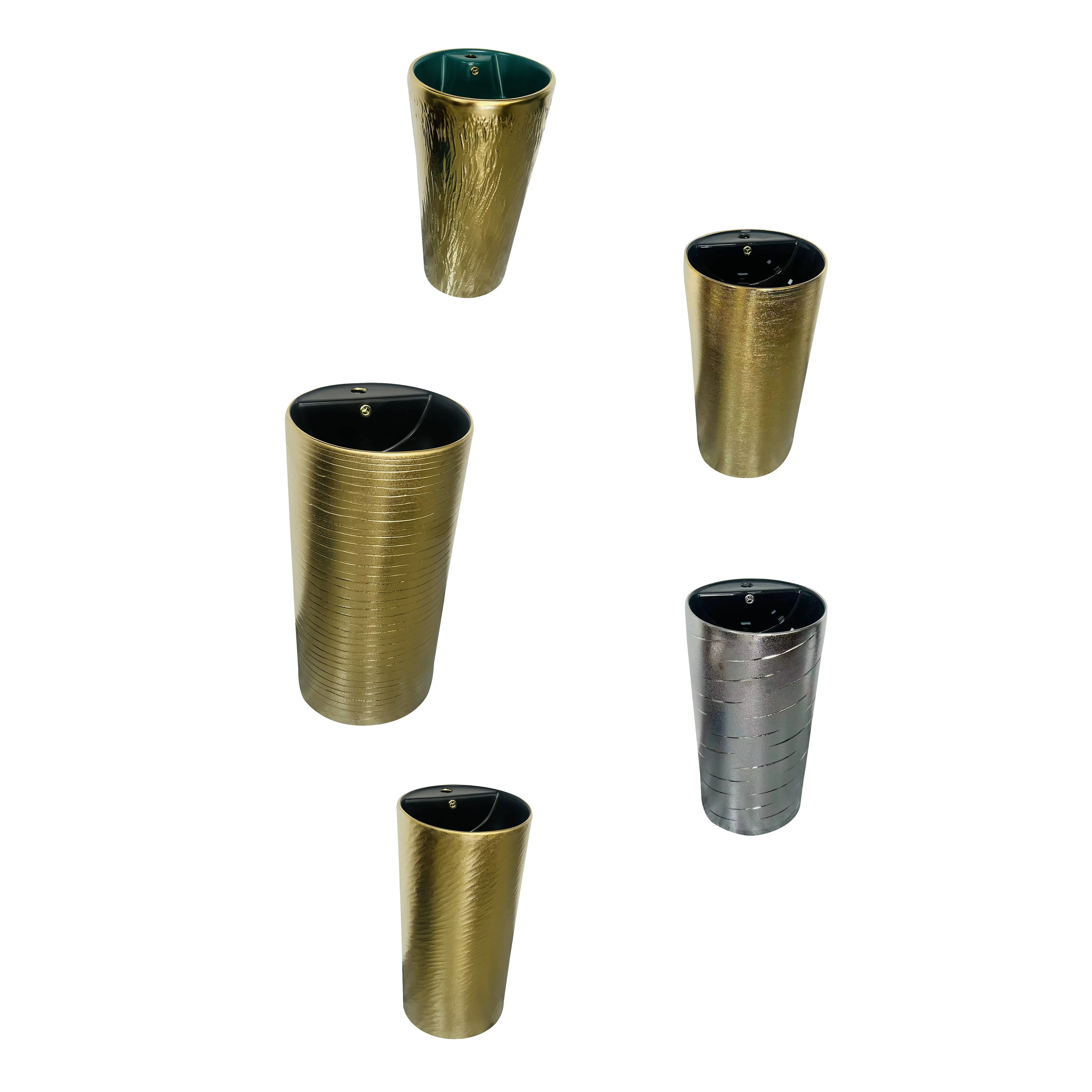 Hot Sale Sanitary Ware Porcelain Floor Mounted Electroplate Lavabo Bathroom Pedestal Sink