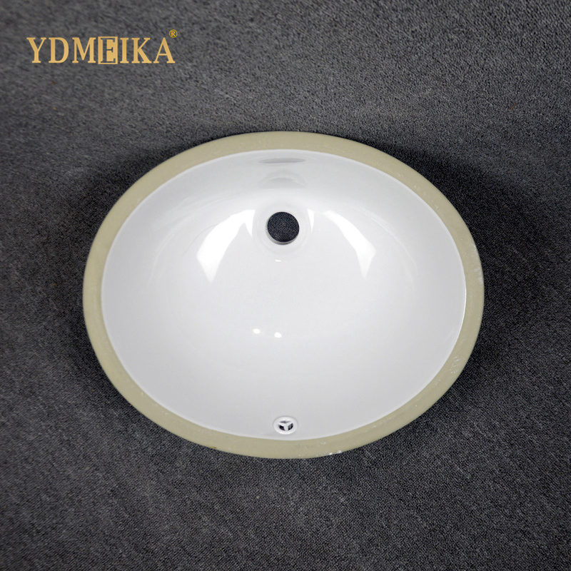 Modern Minimalist 18 Inch Ceramic Embedded Undermount Basin Oval Bathroom Balcony Sink