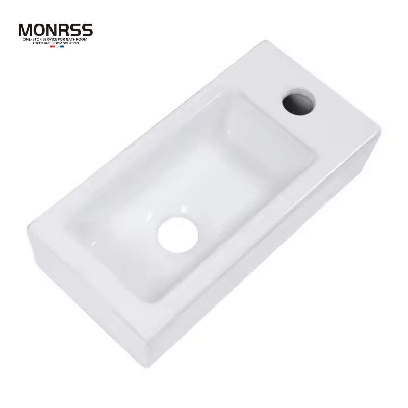 15 Inch Small Bathroom Sink Wall Mounted Rectangle Ceramic Wash Basin Sink