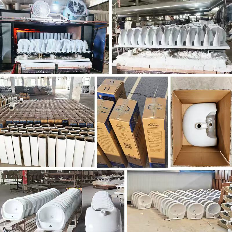 Fluor CE Pedestal Basin Porcelain Wash Basin Washstand Ceramic Lavatory Hand Wash Sinks for Bathroom