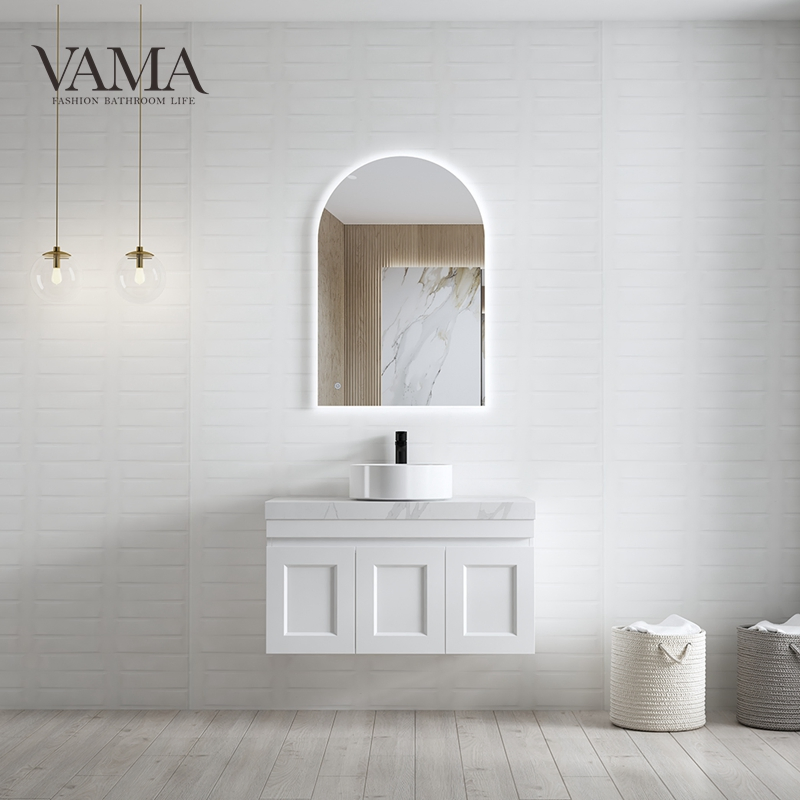 Vama Customized Washroom Cabinet Modern Design Elegant Style Wall Mounted Floating Bathroom Vanity Nt28004-1-Gr