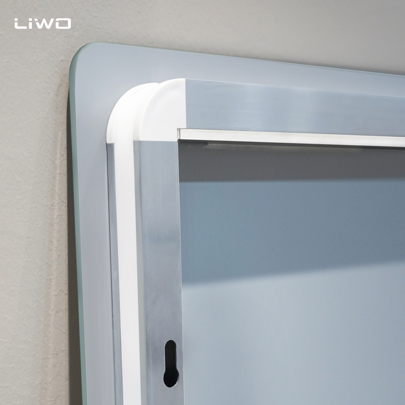 Rectangle Wall Home Decor LED Mirror Anti Fog Touch Vanity Bathroom Smart Makeup Mirror with Light Adjustable Frameless Glass cosmetic Furniture