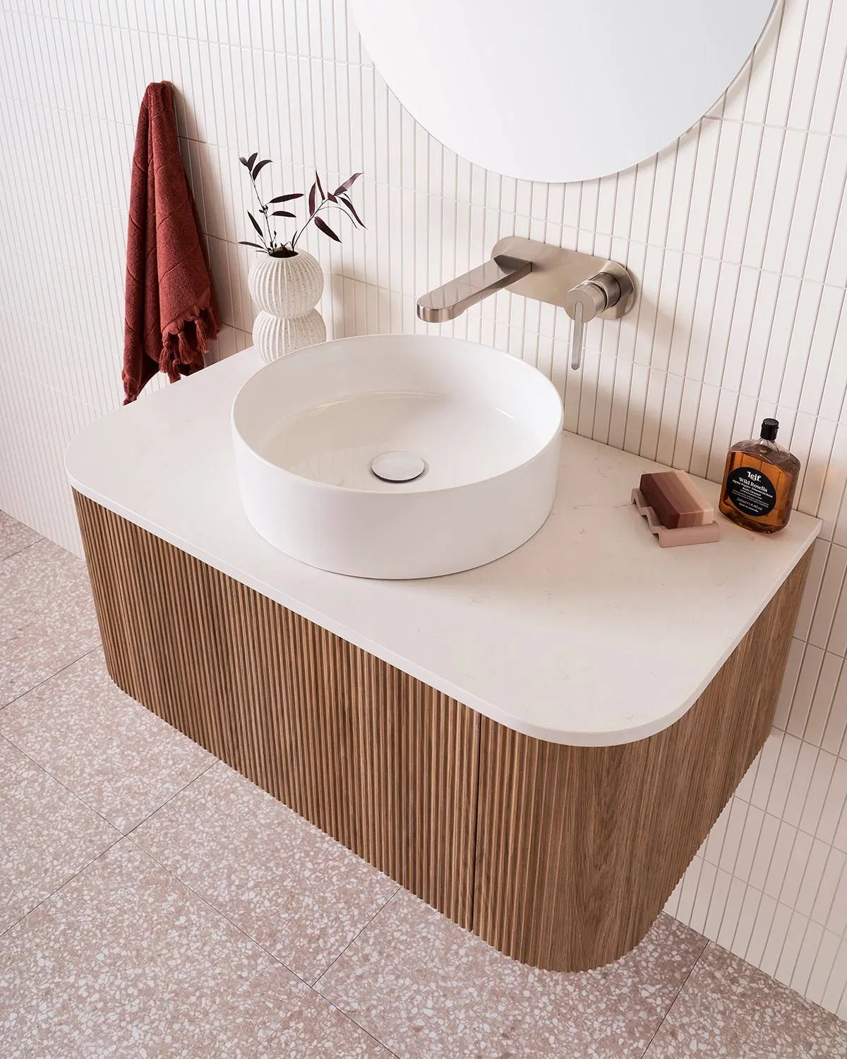 Olife Banos 2025 Modern Rectangle White Oak Bathroom Vanity Countertop Vessel with Modern Bathroom Furniture