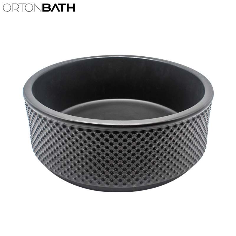 Ortonbath Round Silver Porcelain Modern Design Counter-Top Bathroom Art Vessel Sink Bowl Shape Wash Basin