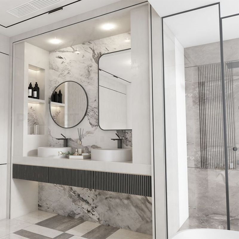 45 Inch Wall Washbasin Commercial Bathroom Double Sink Bathroom Vanity Cabinets Box