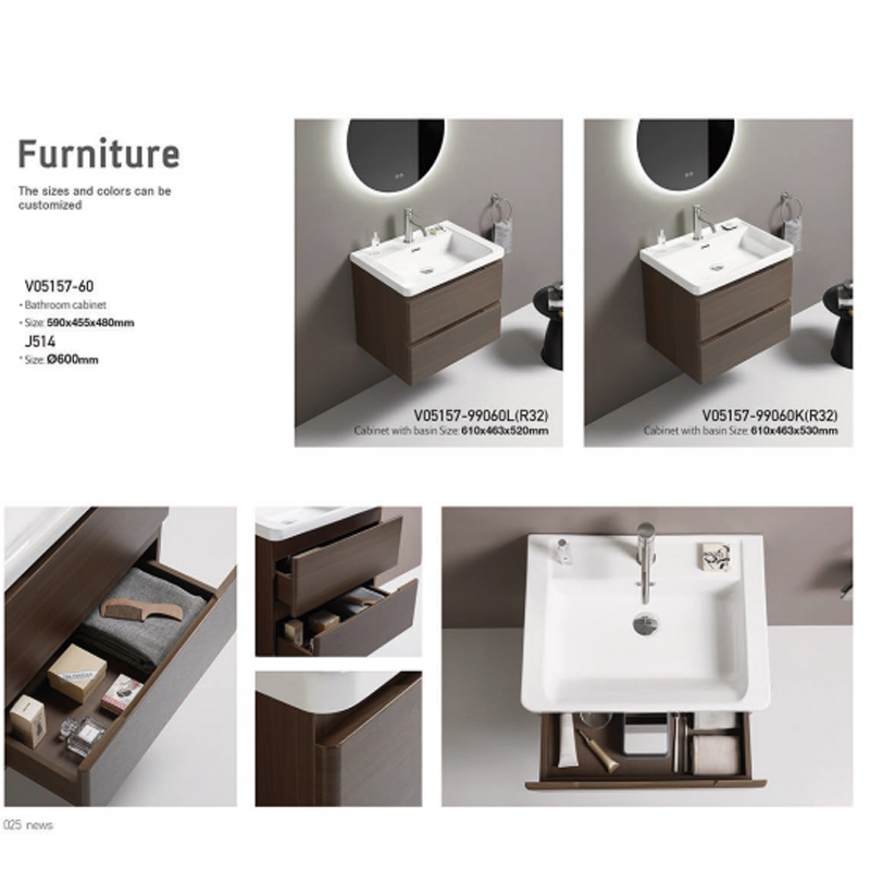 Made in China Wall-Mounted Customizable Modern Bathroom Cabinet Simple Premium Bathroom Vanity with Sink Wood