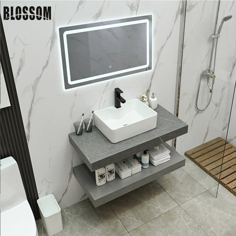 Furniture Factory One-Stop Engineering Service Bathroom Hotel Sintered Stone Pedestal Sink Bathroom