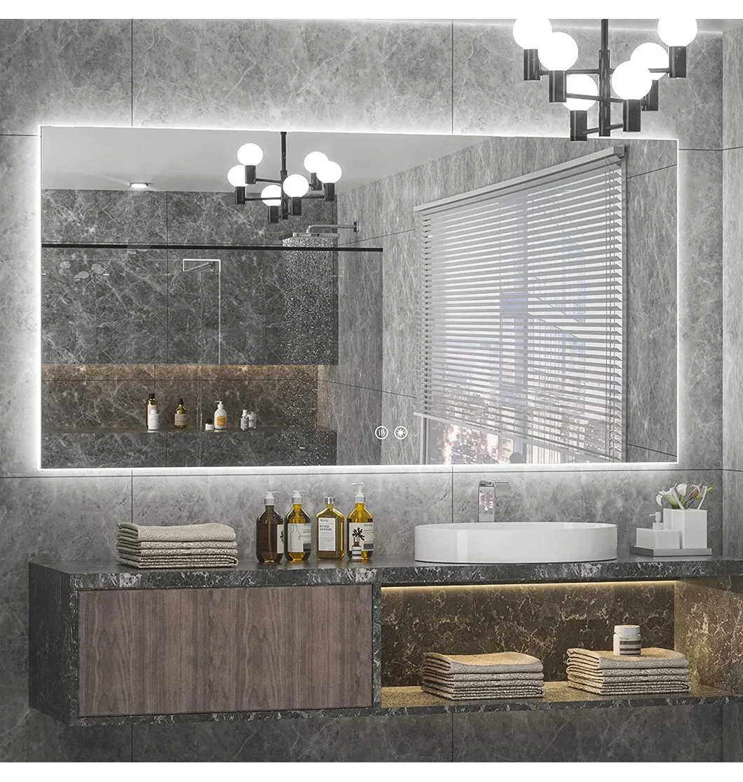 Factory Price Arch Shape Hotel Smart Wall Mirror with LED Light Adjustable Illuminated Bathroom Mirror