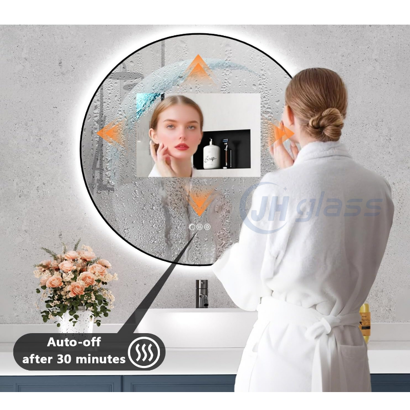 Round Framed Bathroom Mirrors with Moon Lighted Home Decoration Furniture LED Mirror
