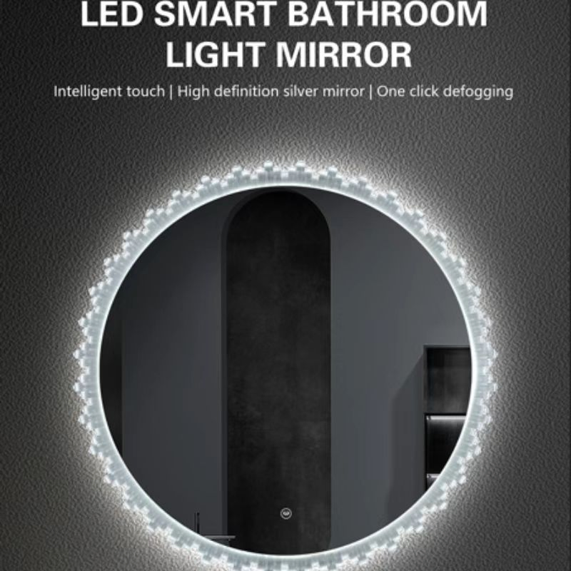 Wholesale Bathroom Makeup with Round Dimmable LED Touch Switch Mirror with Waterproof and Anti Fog Functions, Providing Multiple Size Options