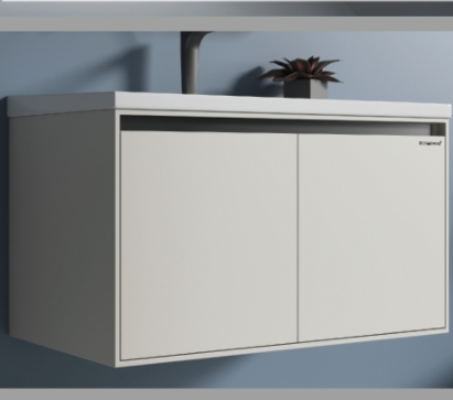 Modern Gray Bathroom Vanity Set Smart Lighting Stainless Steel Bathroom Vanity