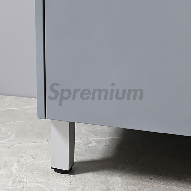 Grey Modern Freestanding Bathroom Vanity Cabinet with Frameless Wall Mirror