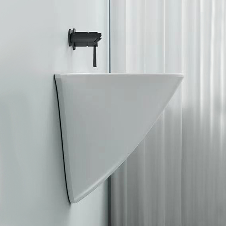 Unique Shape Ceramic Pedestal Wash Basin Wall Hung Hand Wash Sink