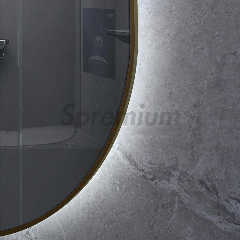 Modern Smart Home Touch Screen Oval LED Bathroom Anti-Fog Mirror with Time Screen