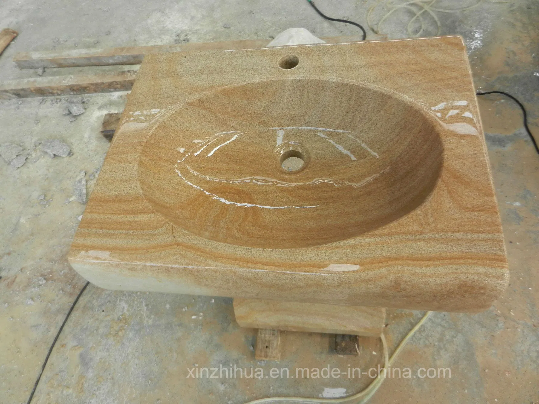 Customized Floor Standing Pedestal Easy Install Bathroom Wash/Basin Marble Stone Sink