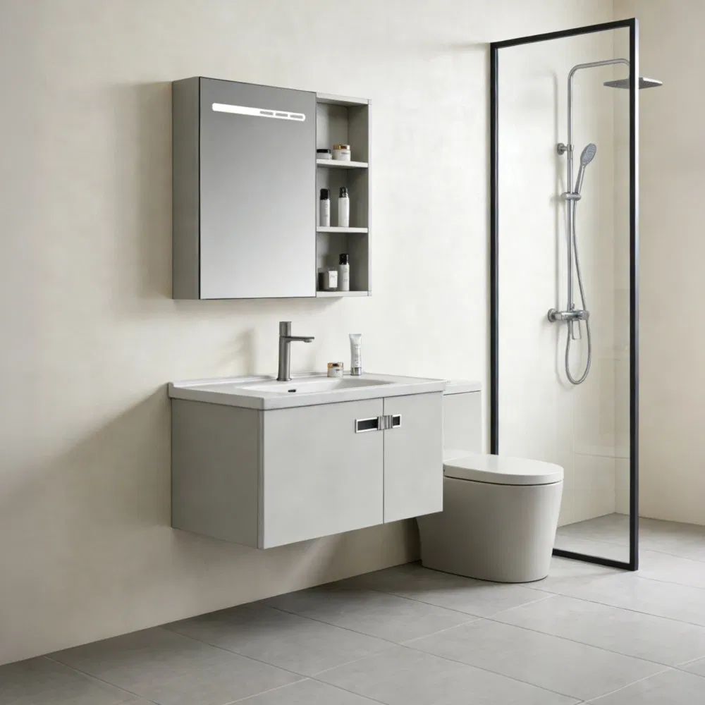 High Load Bearing Capacity Strong Stain Resistance Sk-601 Wall-Mount Floating Bathroom Vanity