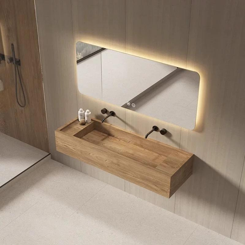 Modern Wholesale Price Home Decoration Customized Wooden Shape Sintered Stone Rectangular Bathroom Vanity