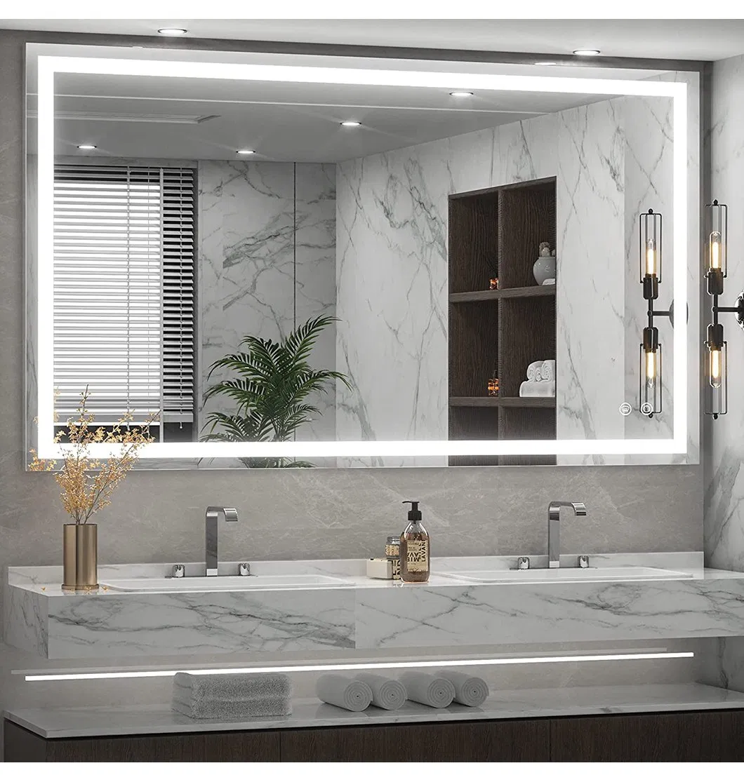 Factory Price Arch Shape Hotel Smart Wall Mirror with LED Light Adjustable Illuminated Bathroom Mirror