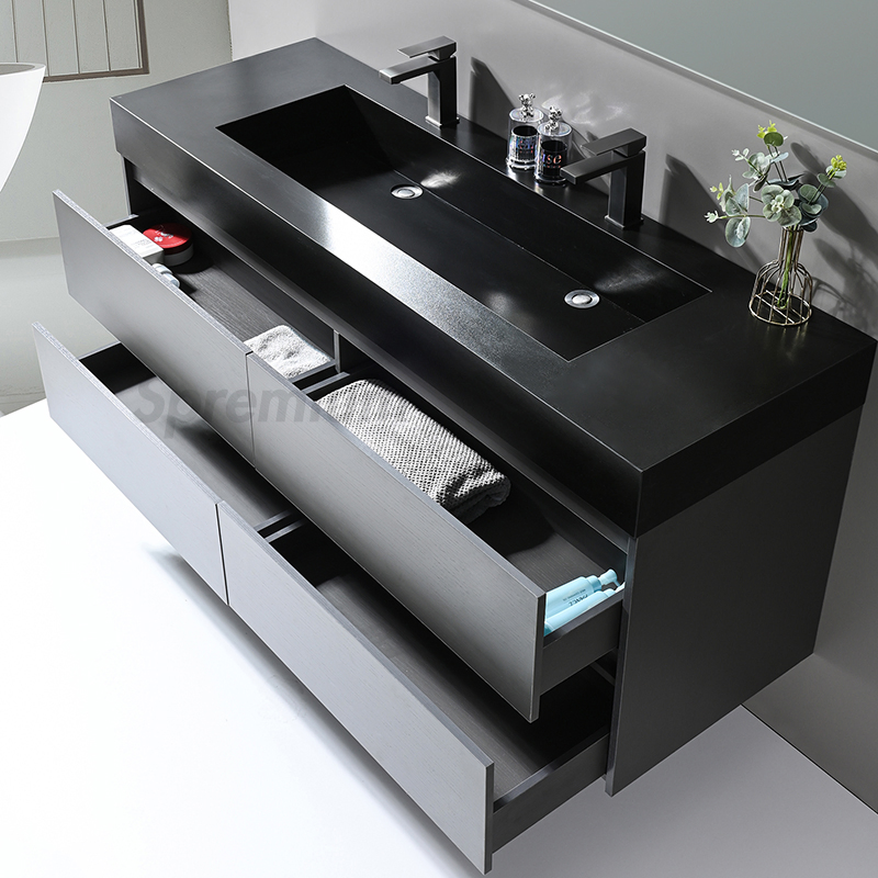 FSC Certified New Modern Luxury Bagno Plywood Bathroom Wall Hung Cabinet Vanity with Sink and LED Smart Mirror