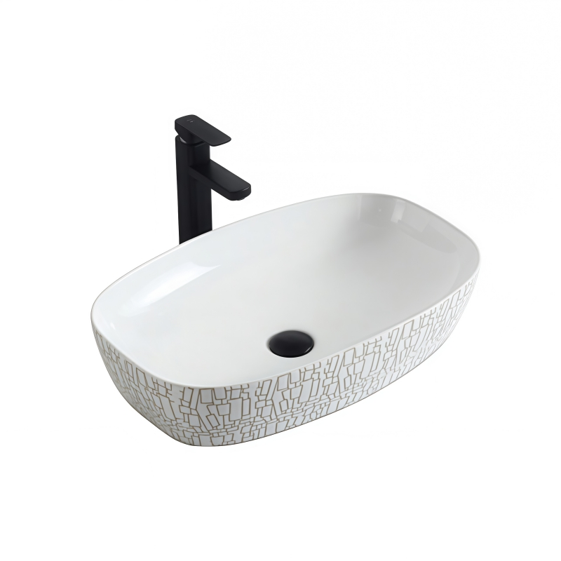 White Rectangular Basin Lavabo Wash Basin Above Counter Top Art Sink Bathroom Ceramic Vessel Sink for Hotel