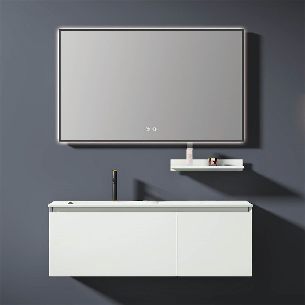 Modern Design Single Sink Plywood Solid Wooden Floating Vanity Bathroom Furniture Wall Mounted Cabinet with LED Mirror