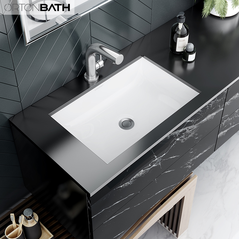 Ortonbath Hot Selling Cupc Bathroom Vanity Under Mount Ceramic Hair Hand Salon Marble Designer Wash Basins Hand Basin Ceramic Sink with Vanity Undermount Basin