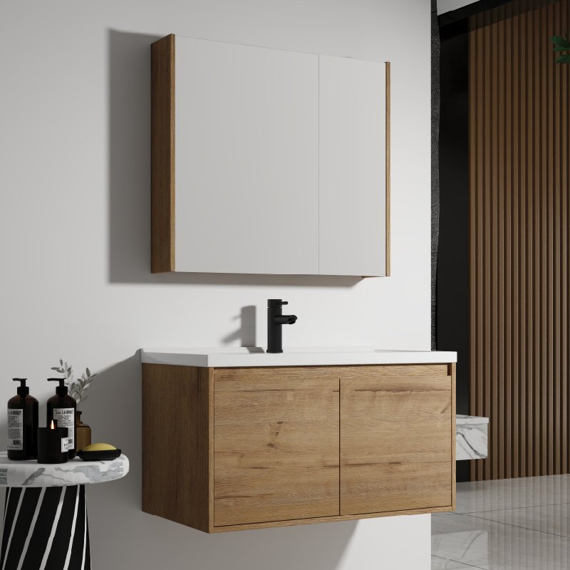 Eco Friendly Solid Wood Freestanding Home Furniture Bathroom Vanity